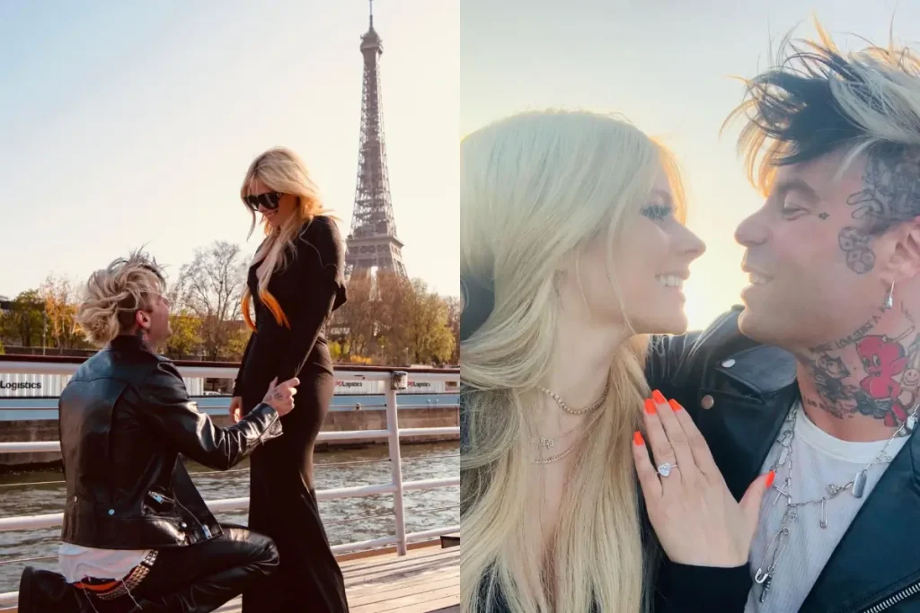 Avril和男友 Mod Sun 在巴黎鐵塔下浪漫曬出超大愛心婚戒